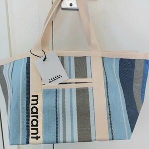 Isabel Marant Striped Tote in Blue and Cream